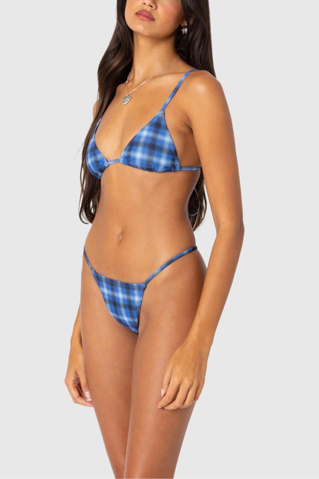 Edikted Preppy Plaid Triangle Bikini Top #2