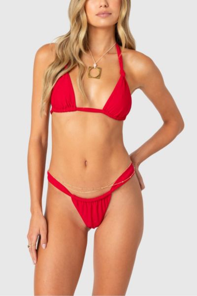 Edikted Soraya Knotted Bikini Top In Red, Women's At Urban Outfitters