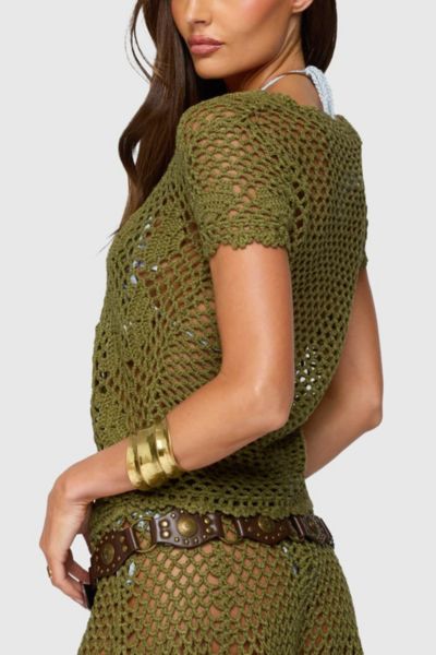 Edikted Mabelle Crochet Split Front Top