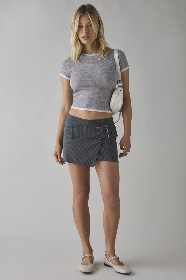 Kimchi Blue Girls Night Low-Rise Belted Wrap Micro Mini Skort #1