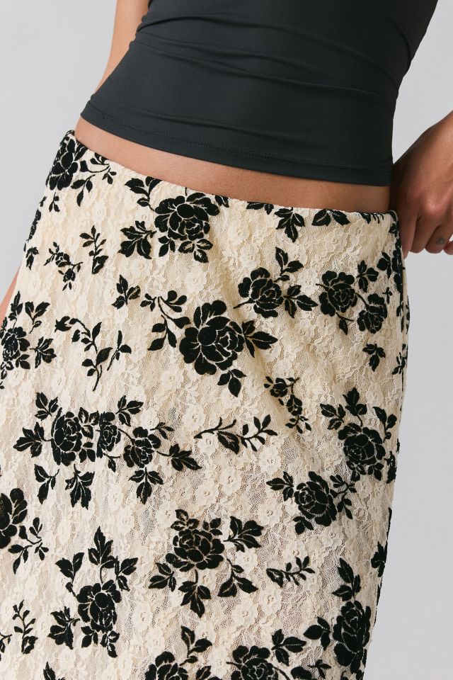 Kimchi Blue Sheer Beauty Flocked Lace Hanky Hem Midi Skirt #2