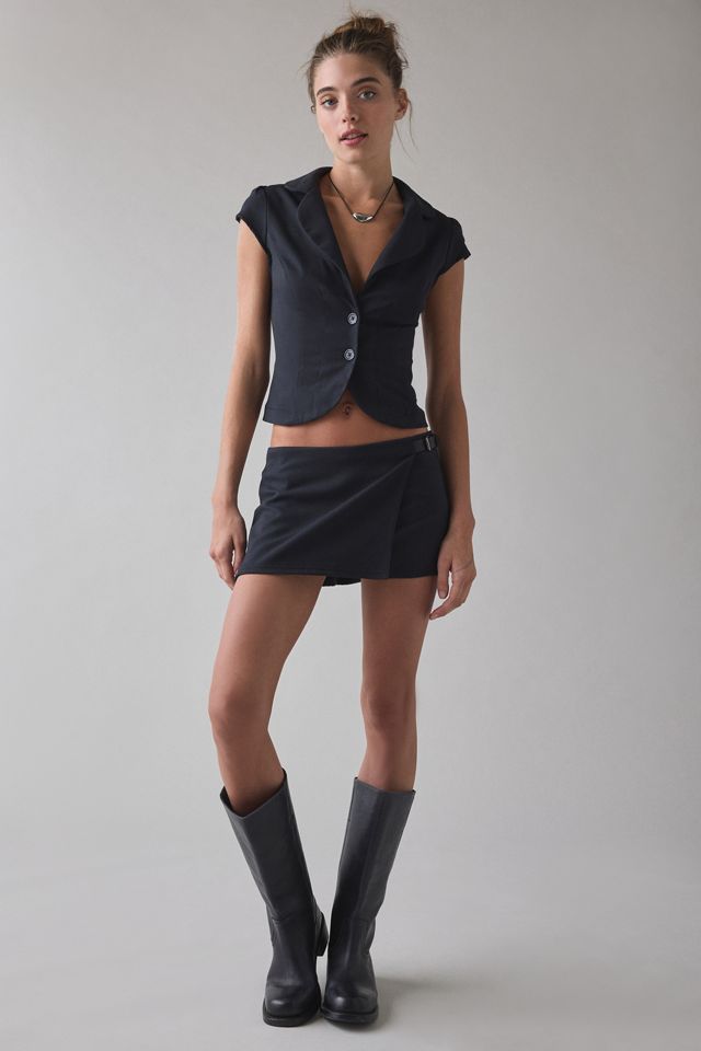 UO Daphne Cropped Button-Front Blazer Top #2