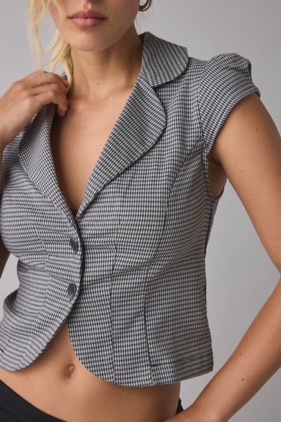 UO Daphne Cropped Button-Front Blazer Top Product Page