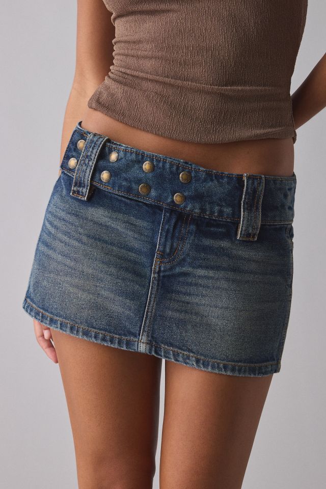 Kimchi Blue Backstage Belted Waistband Low-Rise Denim Micro Mini Skirt #1