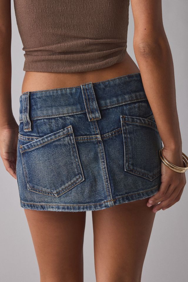 Kimchi Blue Backstage Belted Waistband Low-Rise Denim Micro Mini Skirt #2