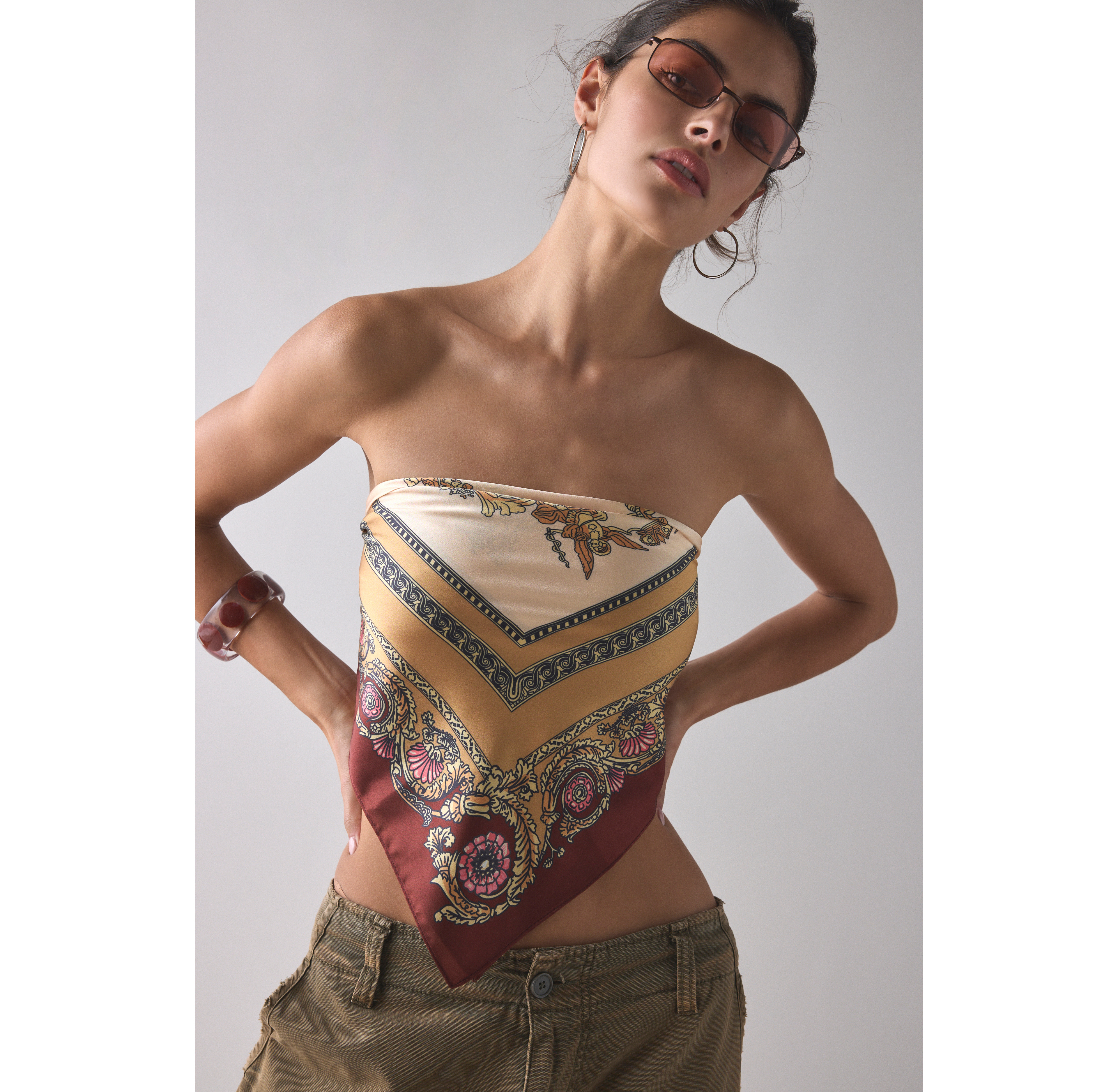 Ornate Patterned Silky Scarf