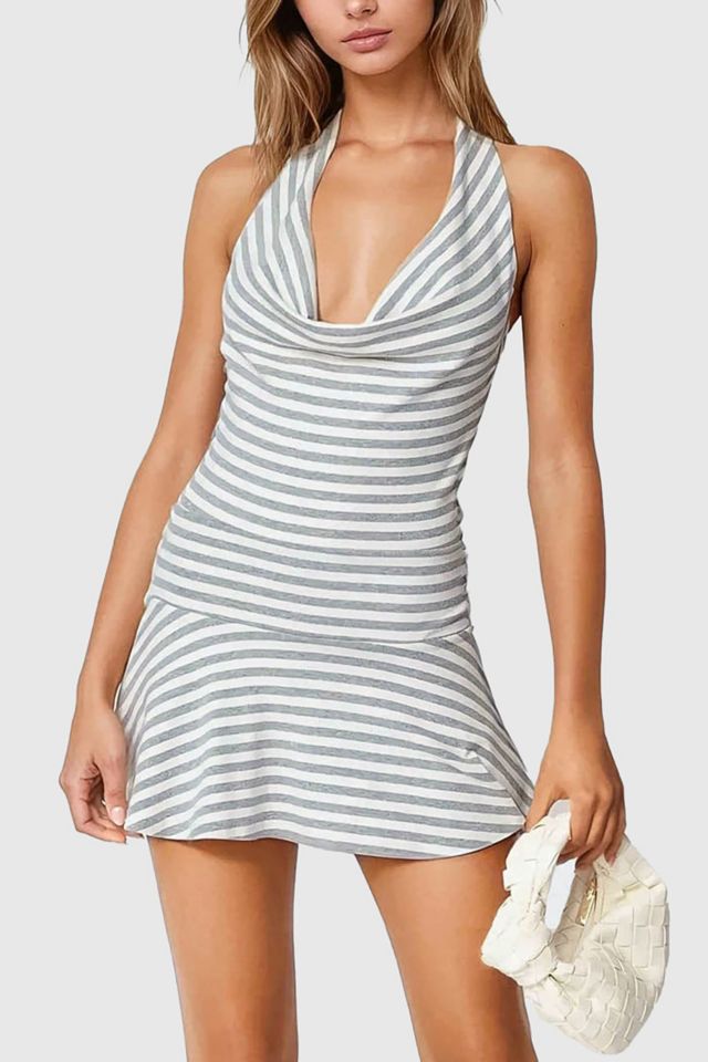 Edikted Cowl Neck Drop Waist Mini Dress #1