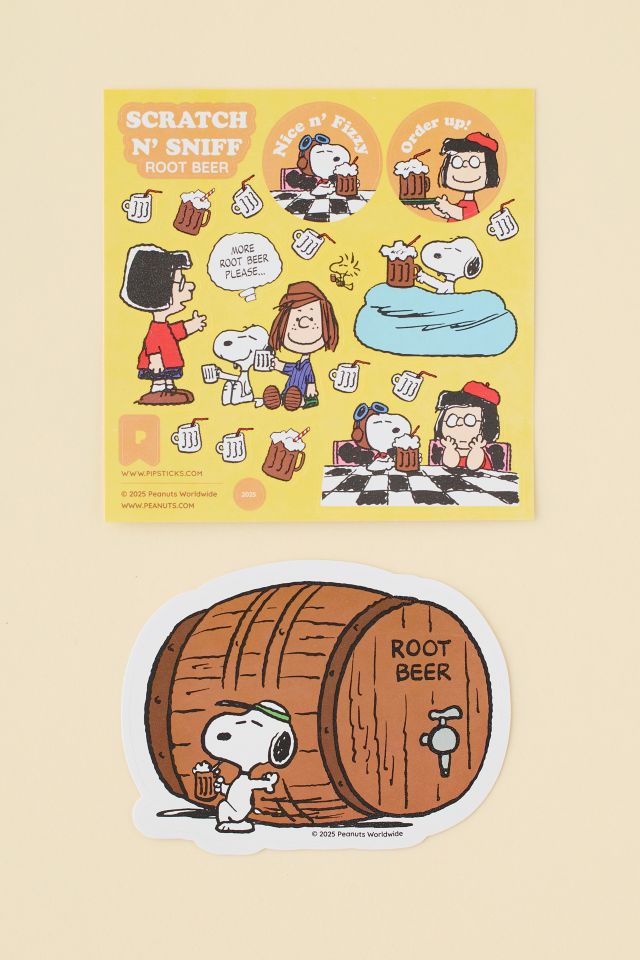 PIPSTICKS Peanuts Root Beer Scratch 'N Sniff Scented Sticker Set #1