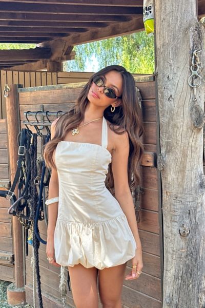 Edikted Bryn Bubble Skirt Mini Dress In Cream, Women's At Urban Outfitters