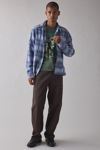 BDG Plaid Flannel Flat Hem Long Sleeve Shirt