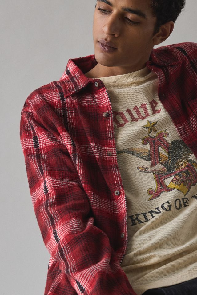 BDG Plaid Flannel Flat Hem Long Sleeve Shirt #4