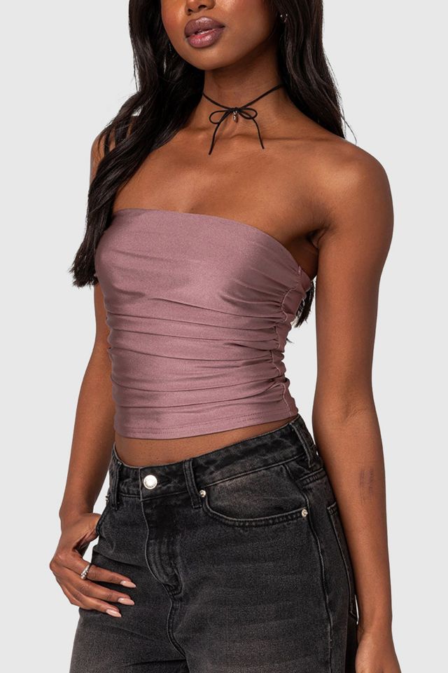 Edikted Maxeen Shiny Gathered Tube Top #2