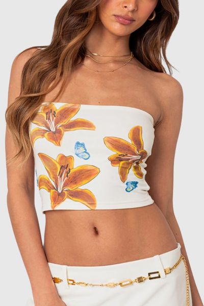 Edikted Tigerlily Tube Top In White, Women's At Urban Outfitters