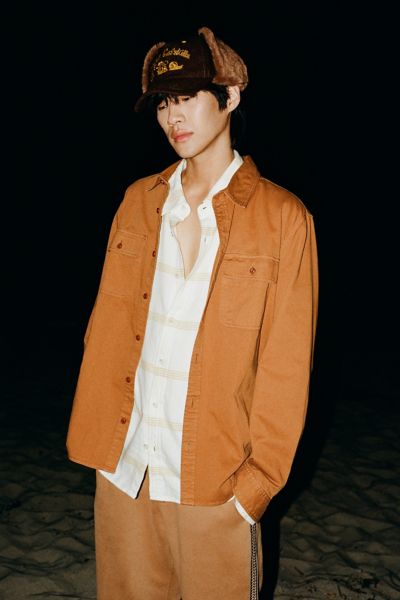 Bdg Utility Work Shirt Top In Honey, Men's At Urban Outfitters In Brown