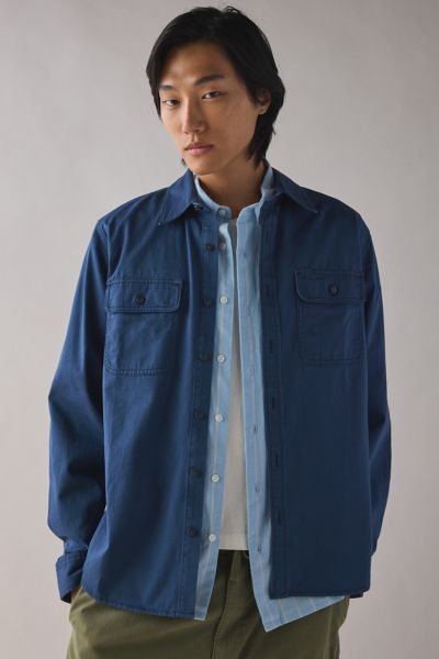 Bdg Utility Work Shirt Top In Dark Blue, Men's At Urban Outfitters In Blue
