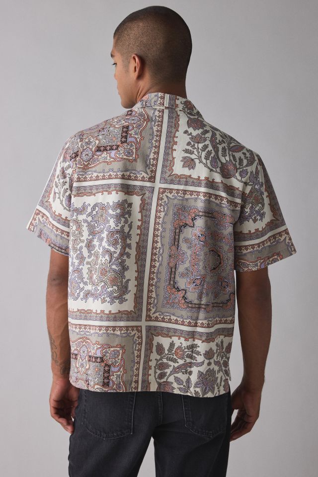 UO Scarf Pattern Cotton-Linen Blend Short Sleeve Shirt #1