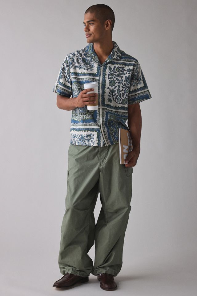 UO Scarf Pattern Cotton-Linen Blend Short Sleeve Shirt #2