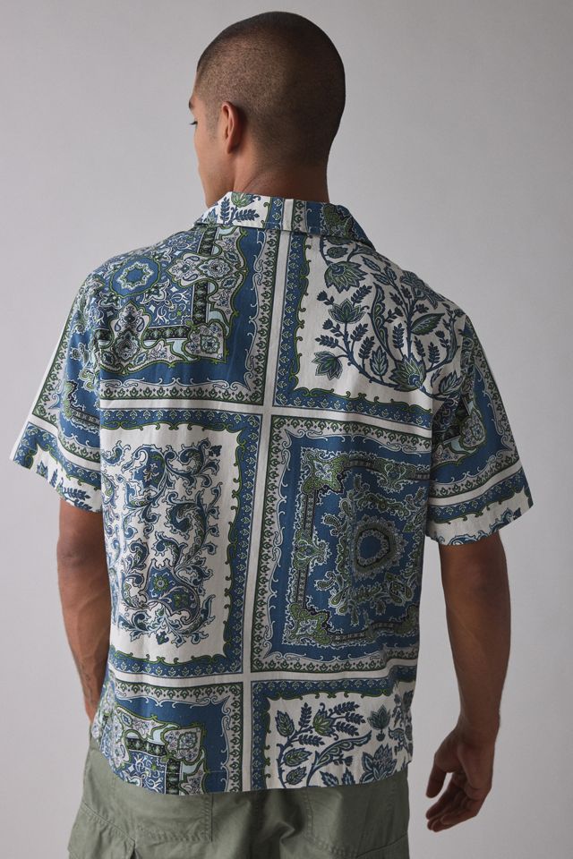 UO Scarf Pattern Cotton-Linen Blend Short Sleeve Shirt #3