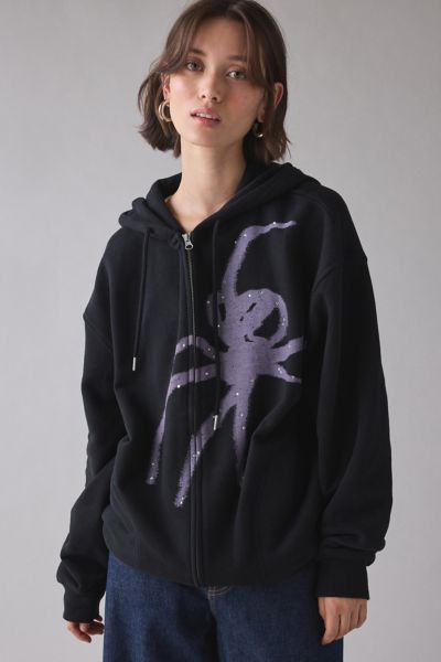 BDG Dusty Spider Graphic Oversized Zip-Up Hoodie Sweatshirt Product Page