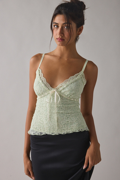 トップス rurumu: lace ribbon knit camisole NODHUT Women's Lace Camisole Cute Slim Fitted Ribbed Cropped Tank
