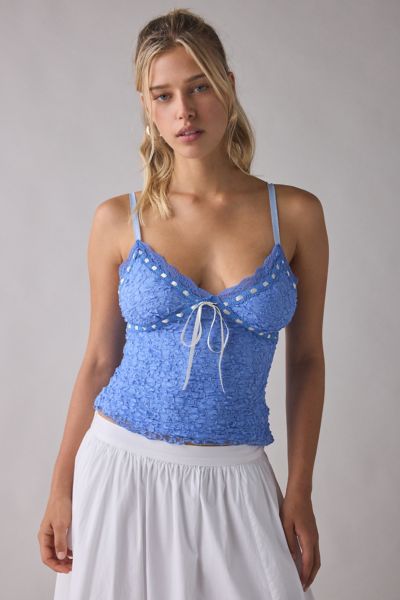 Kimchi Blue Clover Lace + Ribbon Trim Cropped Cami