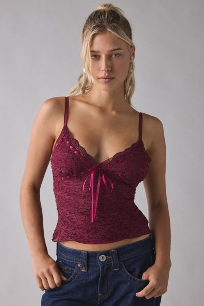 Kimchi Blue Clover Lace + Ribbon Trim Cropped Cami Product Page