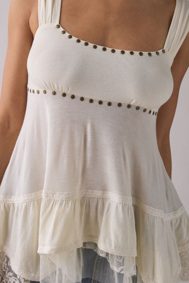 Kimchi Blue Wisteria Lace Trim Tunic Babydoll Tank Top #2