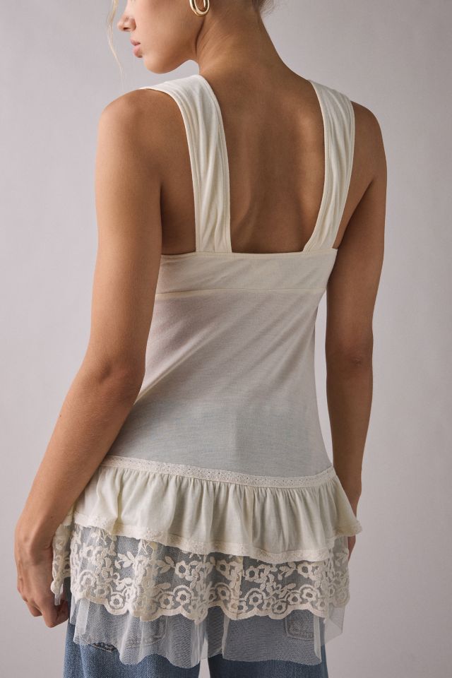 Kimchi Blue Wisteria Lace Trim Tunic Babydoll Tank Top #3