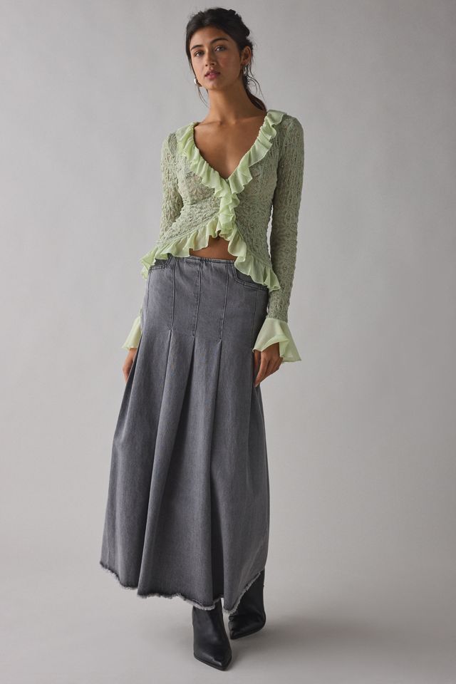 Kimchi Blue Libby Ruffle Trim Flyaway Lace Cardigan Top