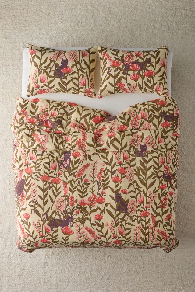 Wren Woodblock Patterned Slub Duvet Cover #1
