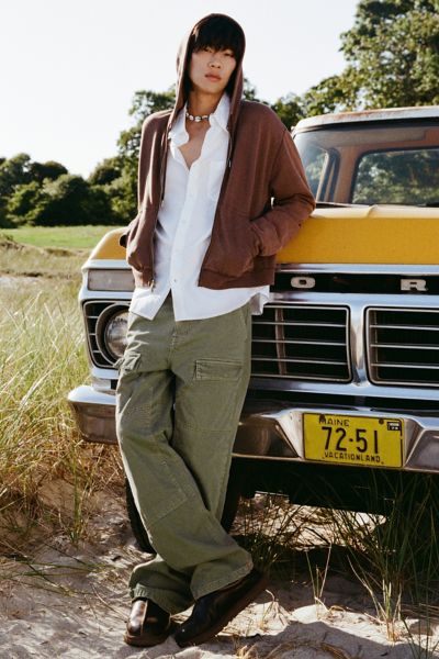 Bdg Double Knee Baggy Skate Cargo Jean In Olive, Men's At Urban Outfitters In Green