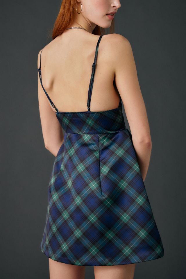 Robe Mini en Satin Ajustée et Évasée Petits Fours Kimchi Blue #1