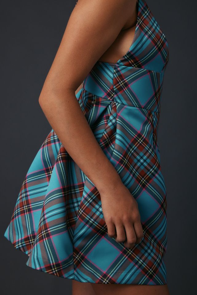 Robe Mini en Satin Ajustée et Évasée Petits Fours Kimchi Blue #1