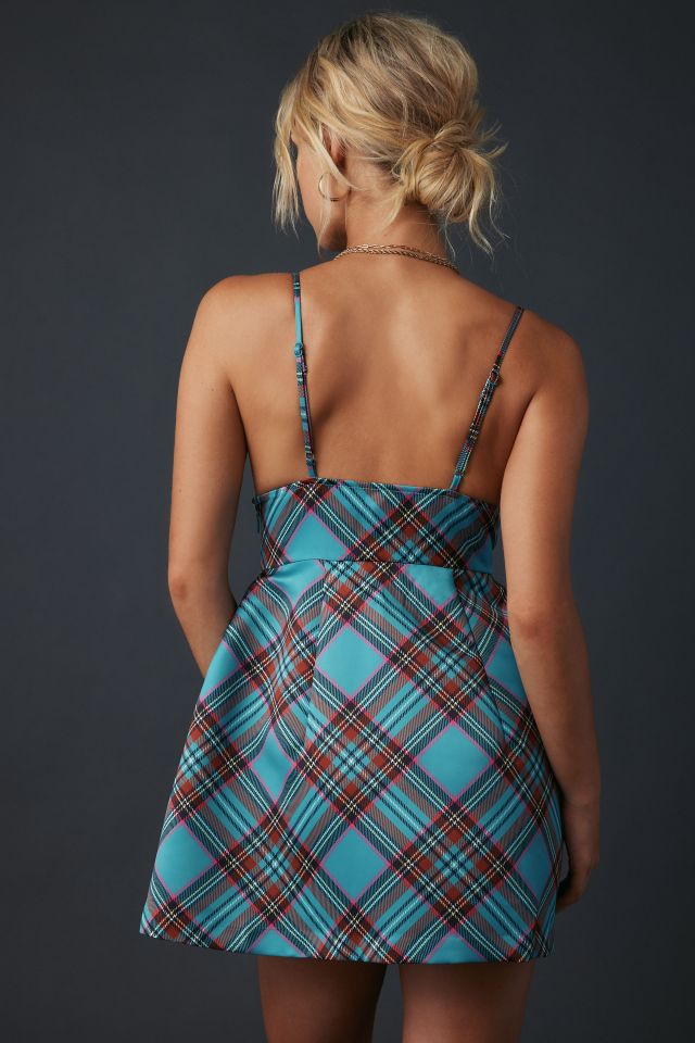 Robe Mini en Satin Ajustée et Évasée Petits Fours Kimchi Blue #2