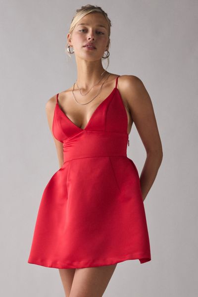 Robe Mini en Satin Ajustée et Évasée Petits Fours Kimchi Blue