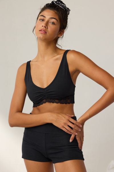 Out From Under Bec Pinch Front Lace Trim Bralette In Black, Women's At Urban Outfitters In Black
