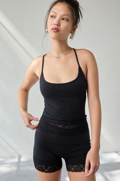 Out From Under Bec Lace Trim Cropped Cami In Black, Women's At Urban Outfitters In Black
