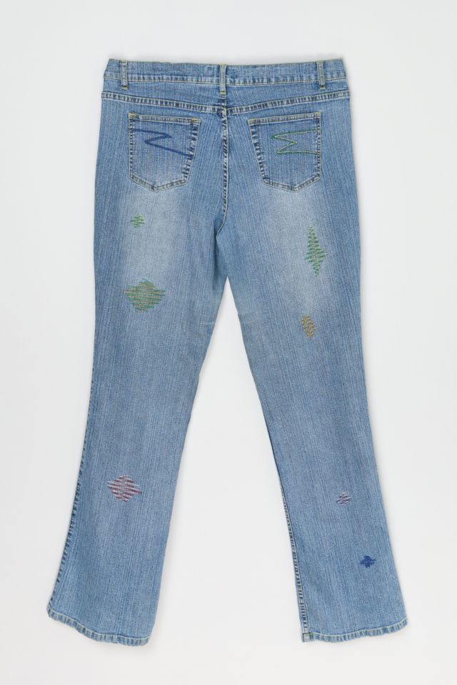Vintage Y2k Gradient Embroidered Boot-cut Jeans | Urban