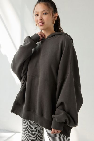 Out From Under 24 Hour Oversized Hoodie Sweatshirt In Black, Women's At Urban Outfitters In Gray