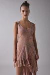 UO Modern Mesh Basque Waist Strapless Mini Dress