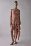 UO Modern Mesh Basque Waist Strapless Mini Dress