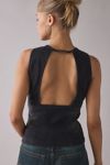 UO Nicola Plunging Keyhole Cutout Zip-Front Denim Vest Top