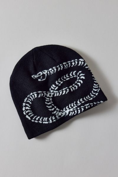 Urban Outfitters Snake Pattern Beanie In Black, Men's At  In Black