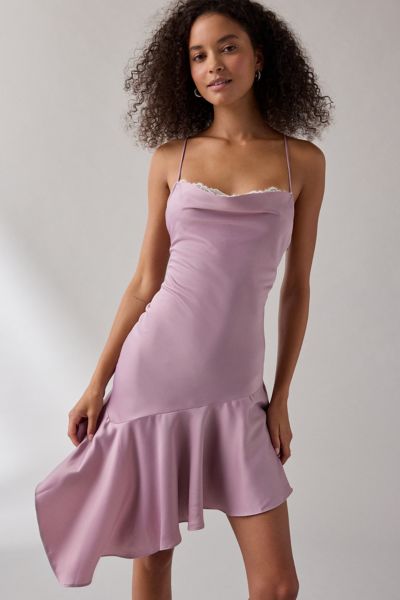 Kimchi Blue Cool Intentions Asymmetrical Satin Slip Midi Dress