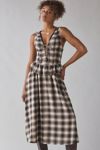 UO Perfectly Plaid Lace-Up Ruffle Midi Dress