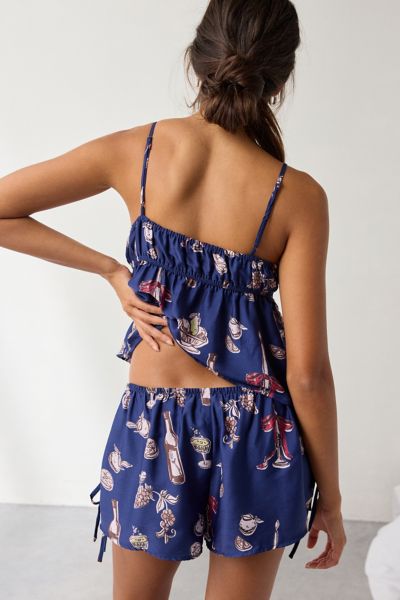 Out From Under Goodnight Kiss Flayway Cami + Micro Short Satin Pajama Set