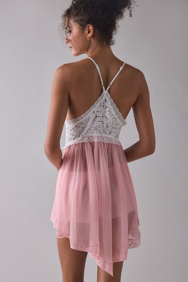 Out From Under Cassandra Sheer Lace + Mesh Hanky Hem Slip #2