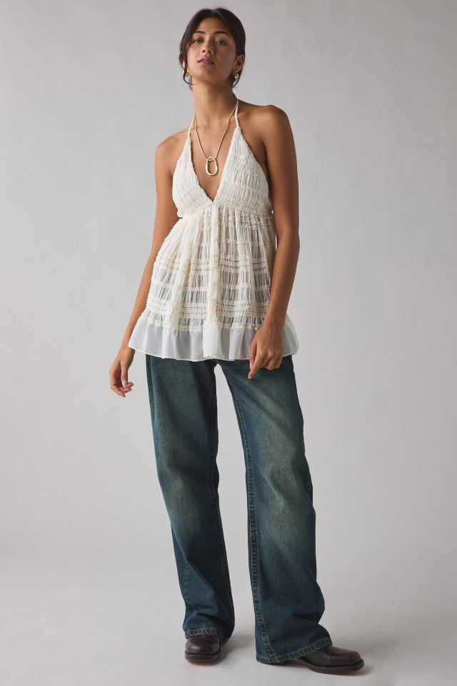 Kimchi Blue Edith Ruffle Babydoll Tunic Halter Top #2
