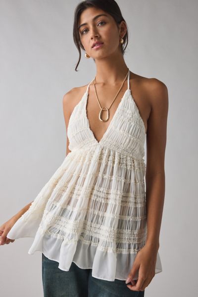 Kimchi Blue Edith Ruffle Babydoll Tunic Halter Top