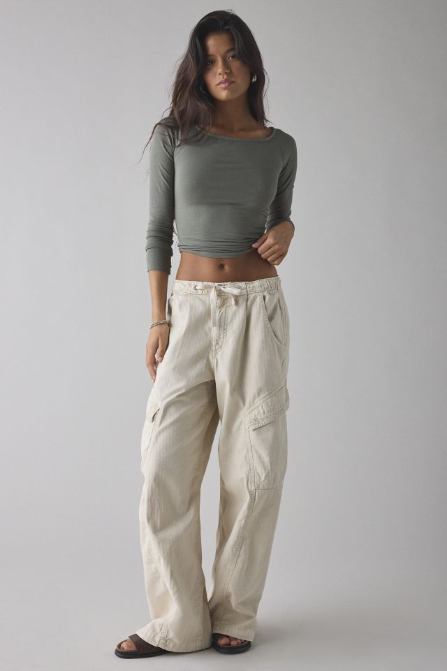 ReMADE By UO Remnants Off-The-Shoulder Long Sleeve Cropped Tee #1
